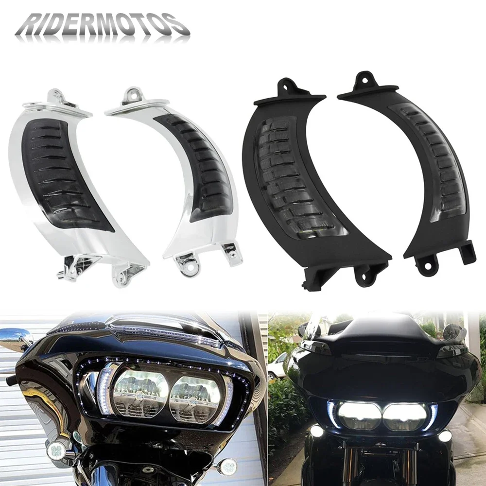 

Motorcycle 2pcs Amber / White LED Running Turn Signal Lights For Harley Touring Road Glide FLTRX CVO Models 2015-2018 2019 2020