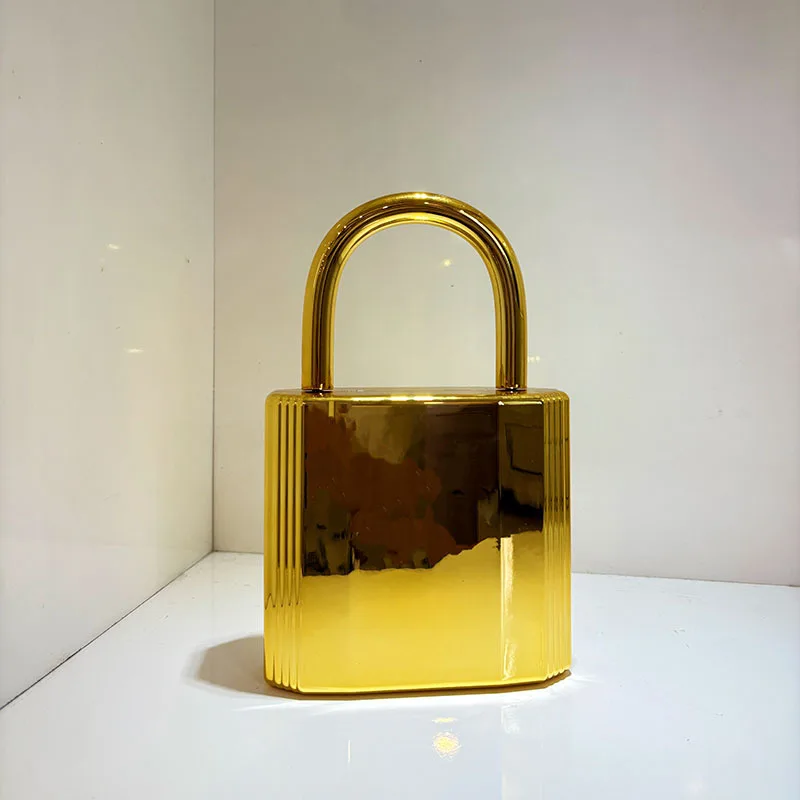 

New Metal Handles Metallic Evening Bag Metal Box Women Chain Strap Solid Color Crossbody Bag Vintage Square Shoulder Bag