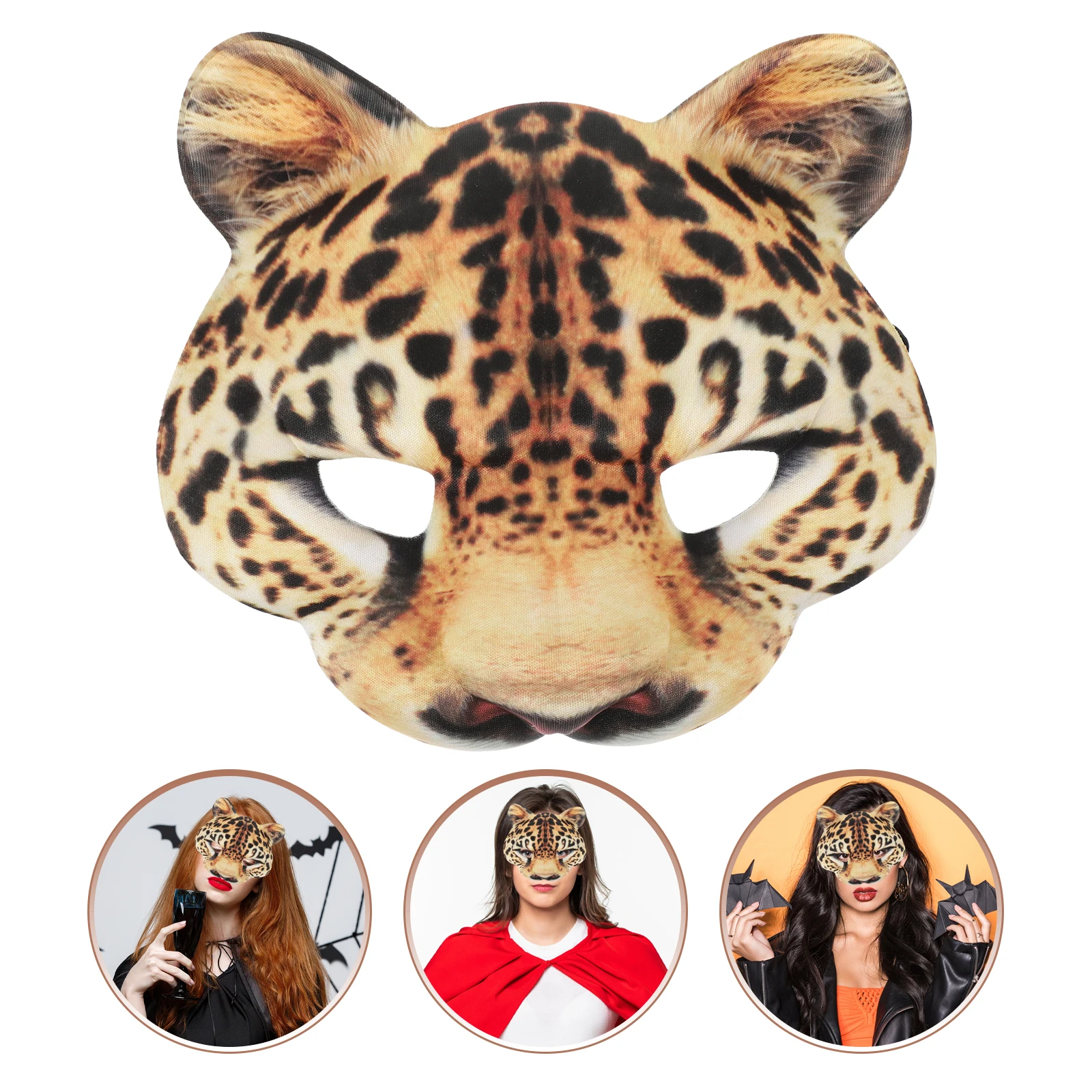 

EVA Cheetah Animal Face Costume Halloween Leopard Masquerade Mask Cosplay Carnival Party Decoration Woman Half Face for Birthday
