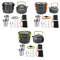 11 Pieces Cookware Camping Portable Tableware Non-stick Reusable Pot Pan