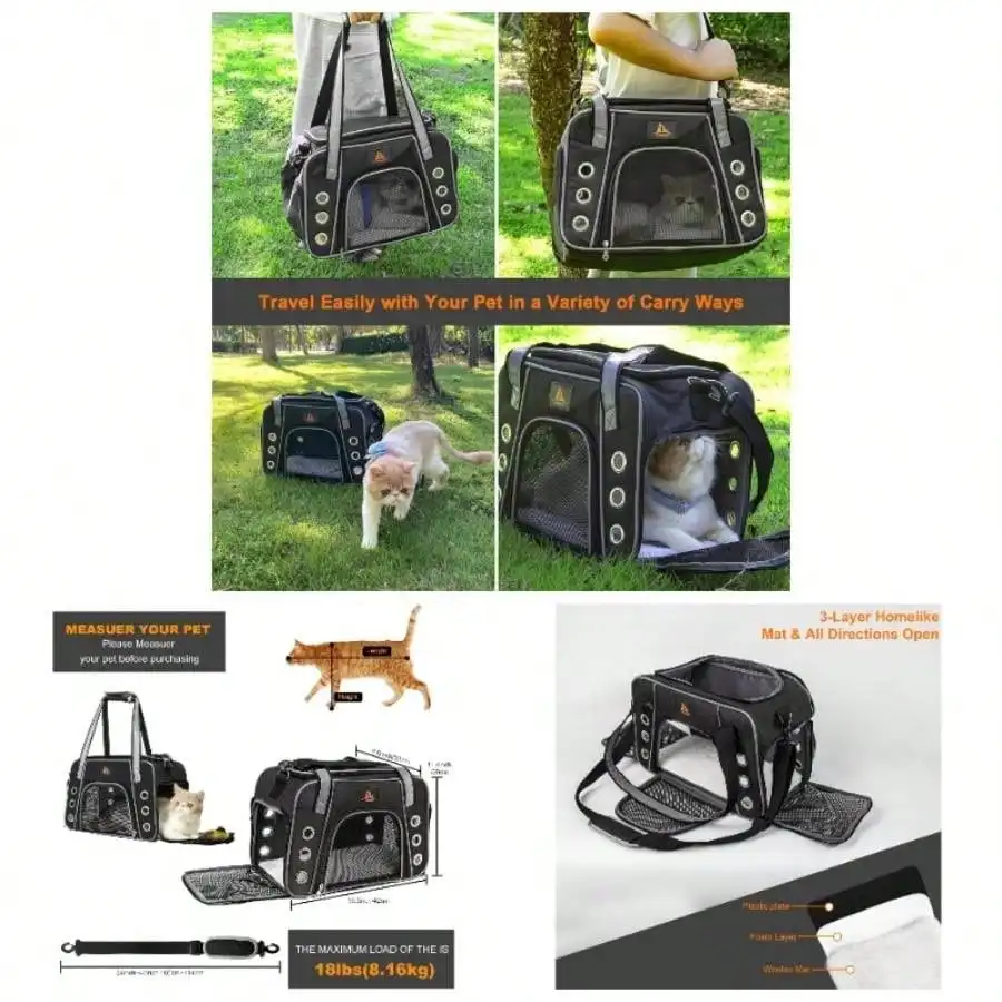 

And Medium Cats Under 18lb, Collapsible Soft Sided, Dog, Airline Approved Cats, Small Dogs, Kitten, Pet Privacy Travel