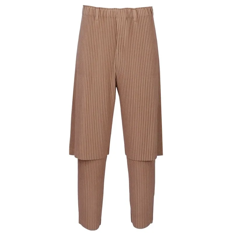 Miyake Pleated Japanese Casual Pants Men's Spring Summer Work Loose Teenage Sweatpants Simple Fashion Harem Pants