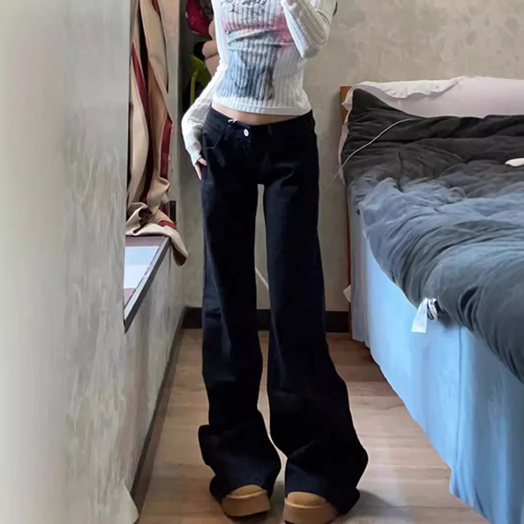 

Loose Black Denim Pants High Waist Grunge Casual Vintage Washed Female Jeans Autumn Season Fashion Ladies' Premium Clothing