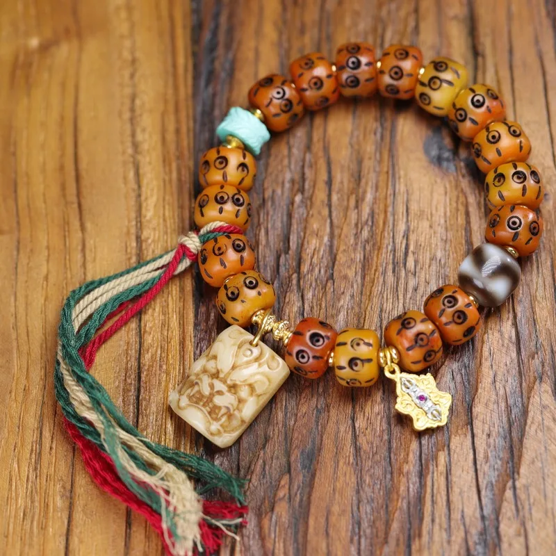 Scenic area cultural item cow bone , ethnic jewelry, new Chinese bracelet, vintage style bead accessory