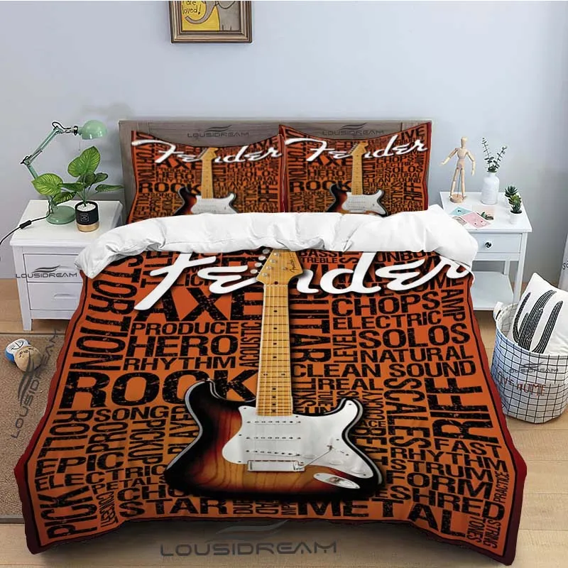 Fender Guitar Bedding Set Music Gibson Duvet Cover Comforter Bed Single Twin Full Queen Youth Kids Girl Boys Gift