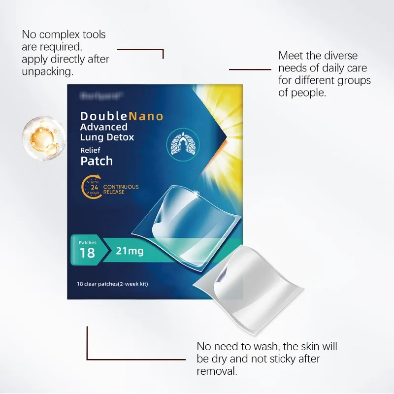 18 قطعة/صندوق المحمولة الرئة التطهير التصحيح الرئة تطهير السموم بقع تحسين بقع التنفس للسفر الأعمال الرعاية الصحية العرض