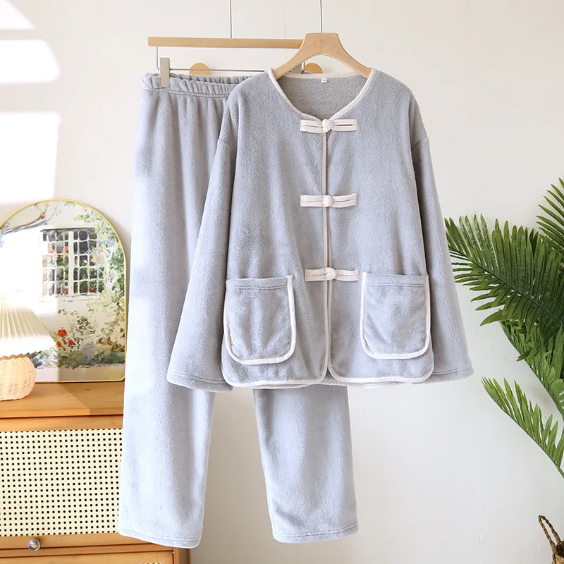 Winter Pajamas Set Pyjamas For Women Sleepwear Women\'s Home Suit Thick And Warm Nightie Long Sleeve Trousers Homewear