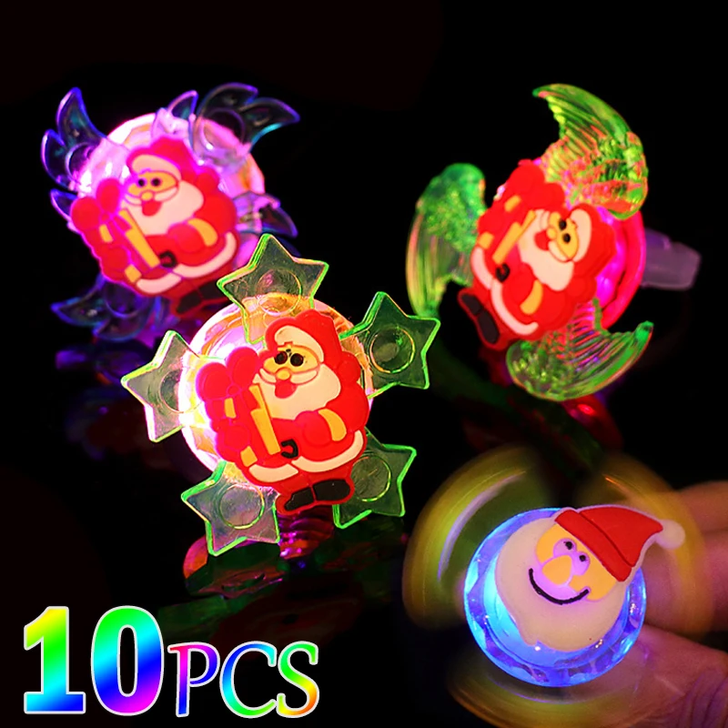 Christmas Ring LED Flash Cartoon Snowman Refers To Light Toy Night Glow Gyro Ring Decompression Toy Children's Party Decoration