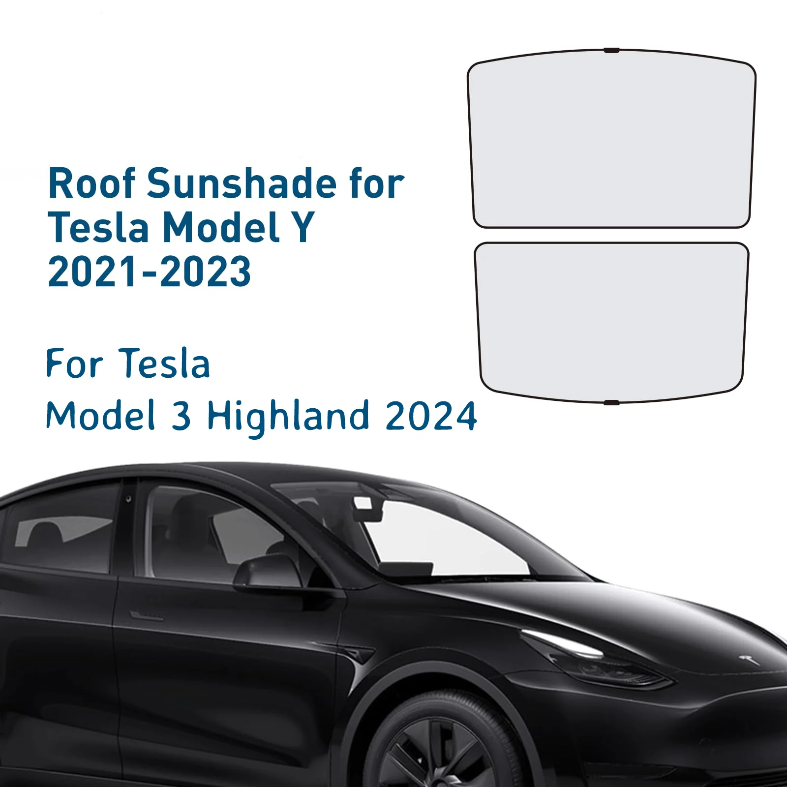 Sunshades Sunroof For Tesla Model 3 Highland 2024 Model Y 2021-23 Ice Cloth Buckle Sun Pare Glass Front Rear Skylight Accessory