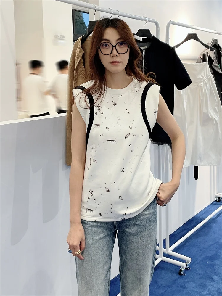 

Топ-поло Jacques Wei A с принтом, на плечевых вставках, рабочий стиль, облегающий, из смесового хлопка и полиэстера, стандартной длины, весна-лето