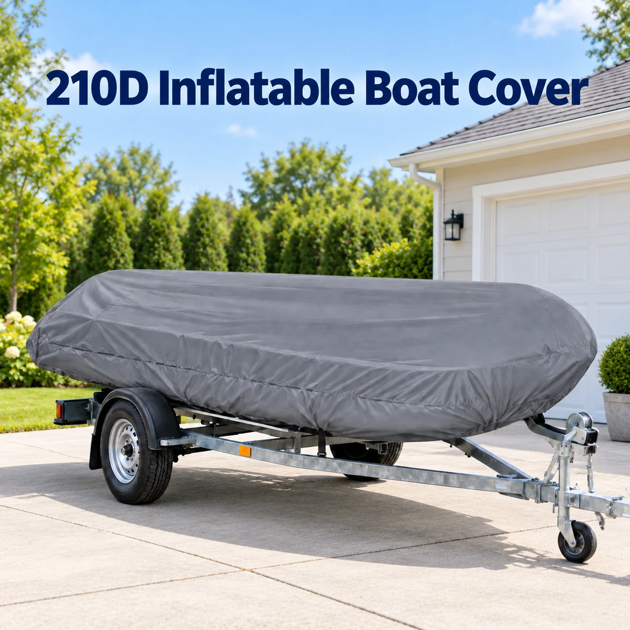 Inflatable Boat Cover 210D Oxford Fabric Waterproof Sunshade Anti Tear Dustproof Protection for Dinghy Rubber Boat Kayak Marine