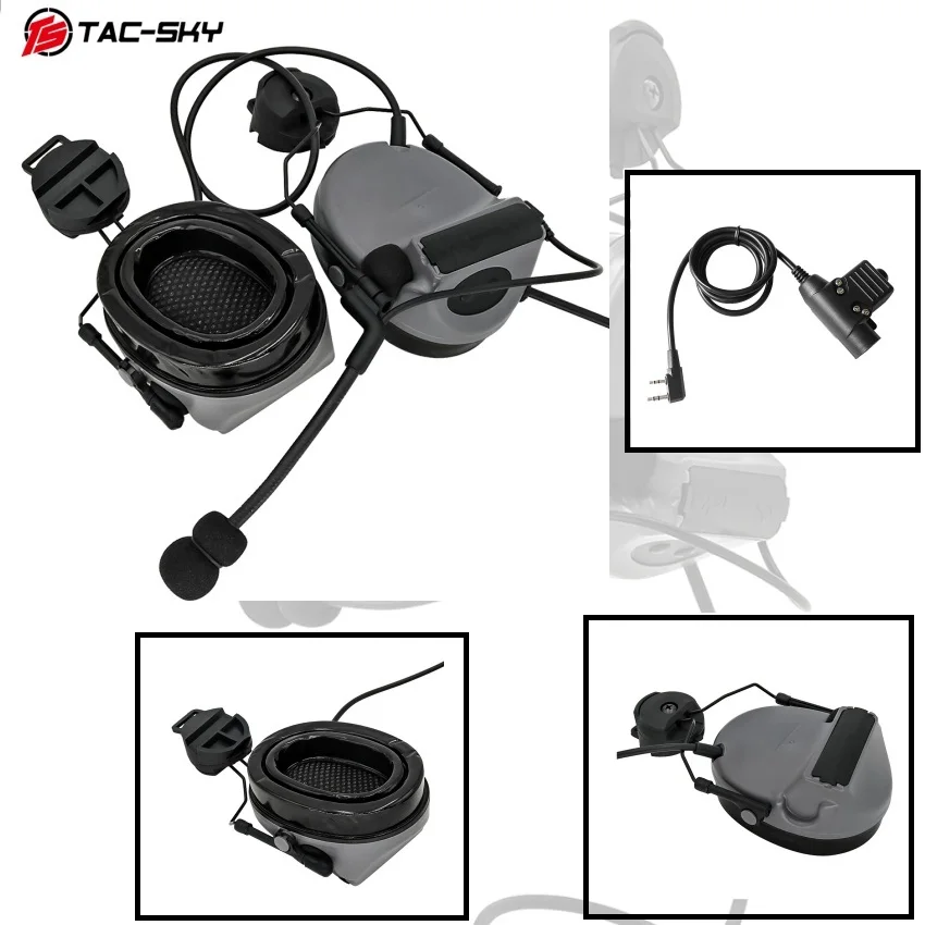 TS TAC-SKY ARC Rail Noise-Reducing Hearing Protection Headphones TACSKY II & Tactical Shooting U94 PTT