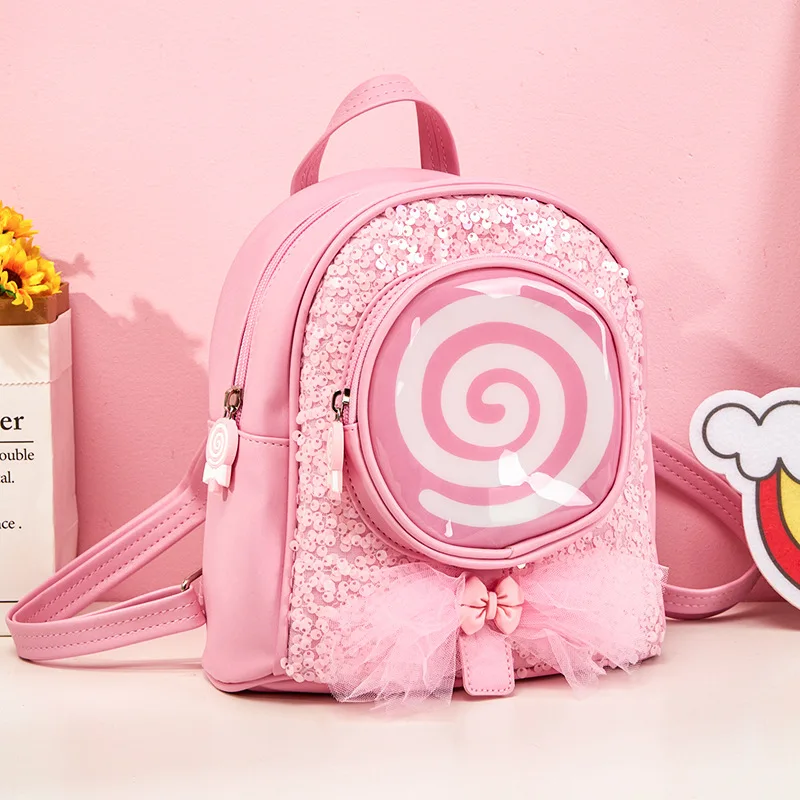 2023 New Backpack for Girls Sweet Lovely Cartoon Sequin Bling LED Fashion Korean Version Mesh Princess Bowknot Backpack