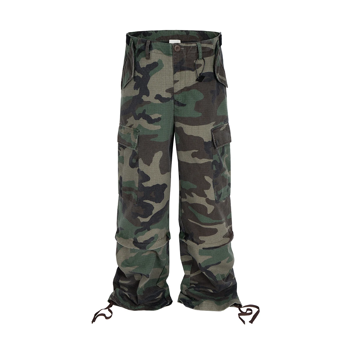 Knee Detachable Wide Leg Patchwork Camouflage Cargo Pants for Men and Women Straight Contrast Color Baggy Overalls Oversized