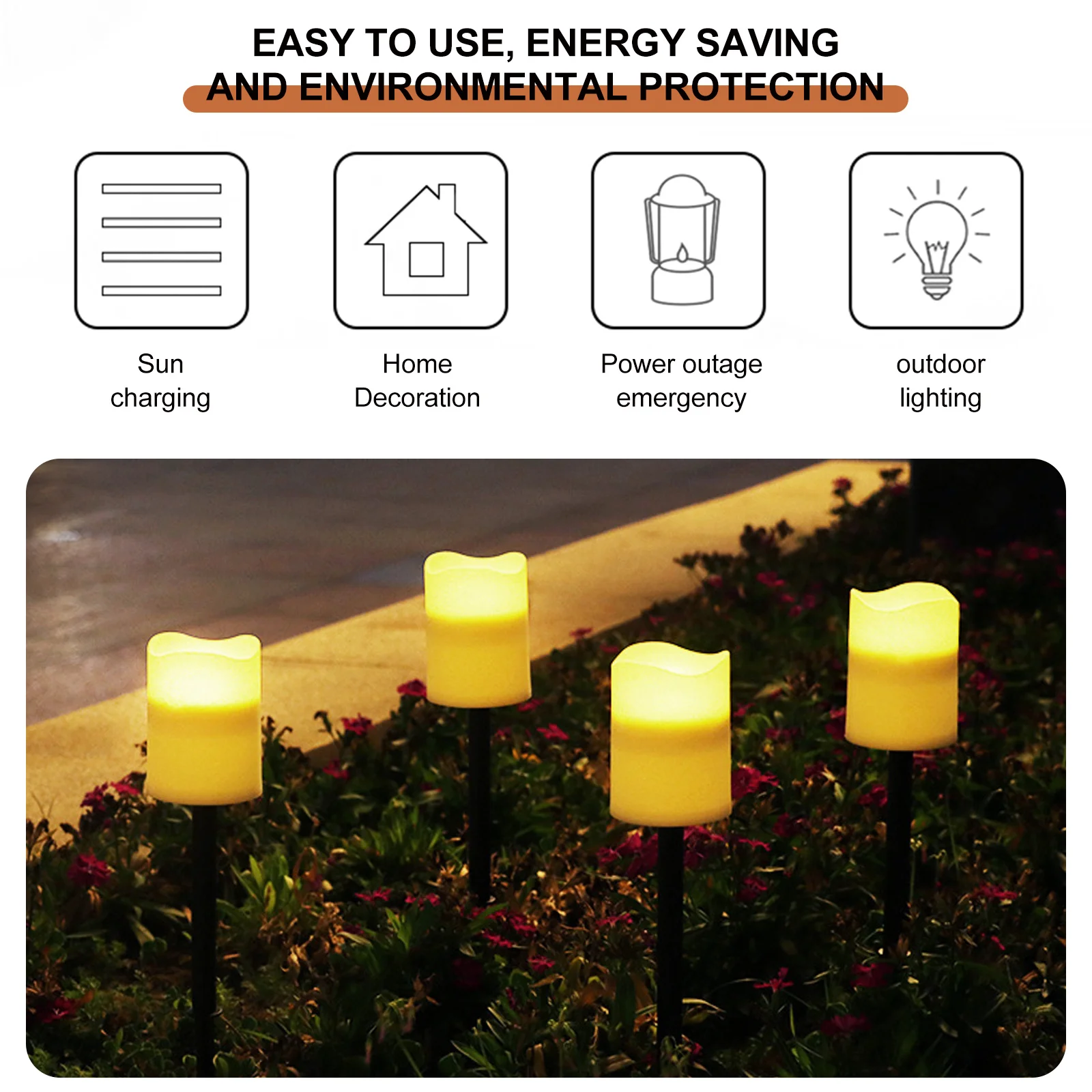 

4pcs Led Light Decor Flameless Solar Lamps Flicker Night Lamp For Wedding Party Decoration Safe For Pets Low Power