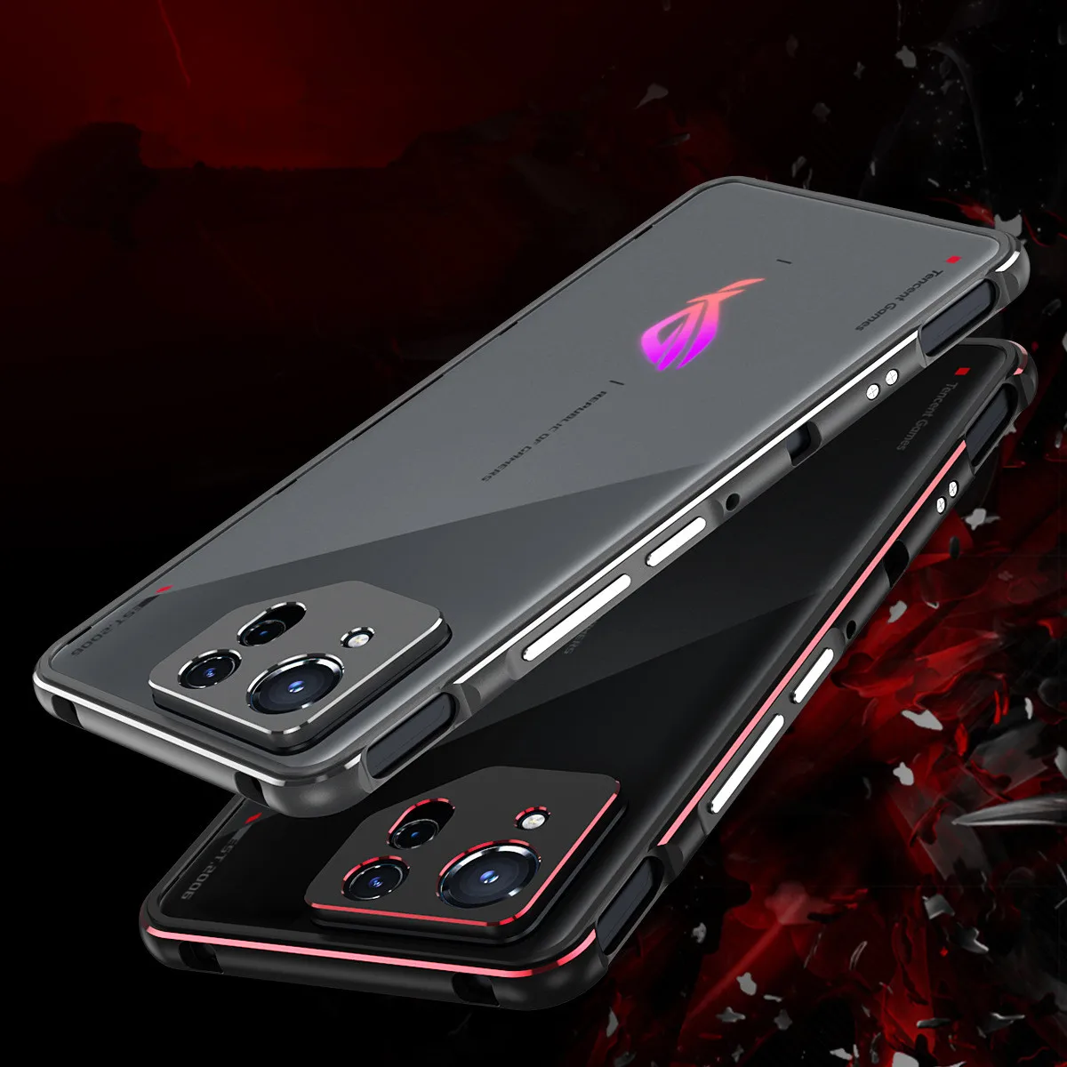 جراب هاتف لهاتف Asus ROG 8 Pro ، إطار معدني من الألومنيوم ، غشاء واقي للعدسة المعدنية