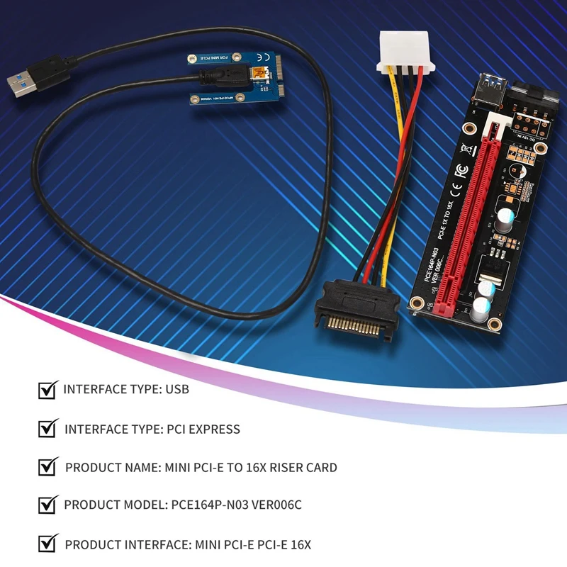 Mini Pcie To PCI Express 16X Riser For Laptop External Image Card EXP GDC BTC Antminer Miner Mpcie To PCI-E Slot Mining Card
