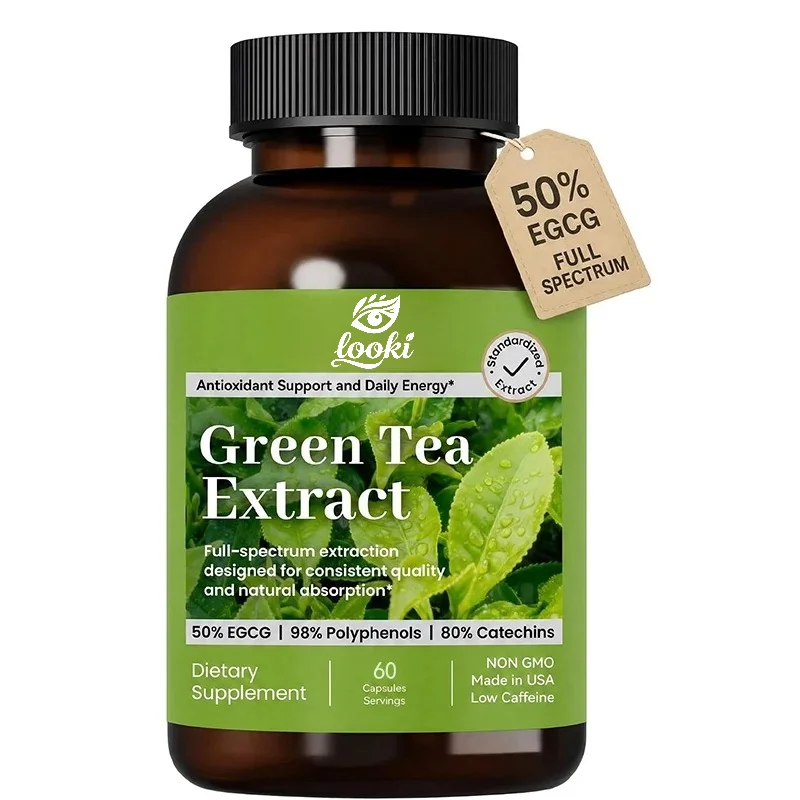 Green Tea Extract 450mg, 50% EGCG, 98% Polyphenols, High-efficiency Extract for Antioxidant Support, Non GMO, 60 Capsules