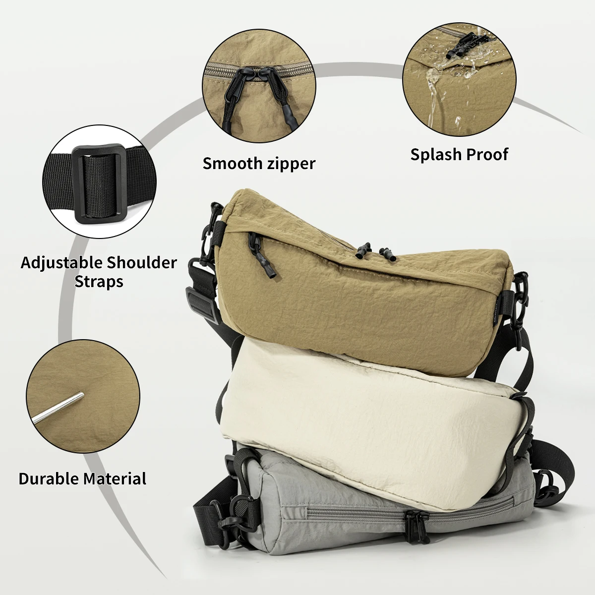 Tragbare Tasche, multifunktional, großes Fassungsvermögen, lässige Umhängetasche, modisch, leichte Outdoor-Schultertasche, kleine Brusttasche, Herren-Schultertasche, Studententasche. – Detail 4