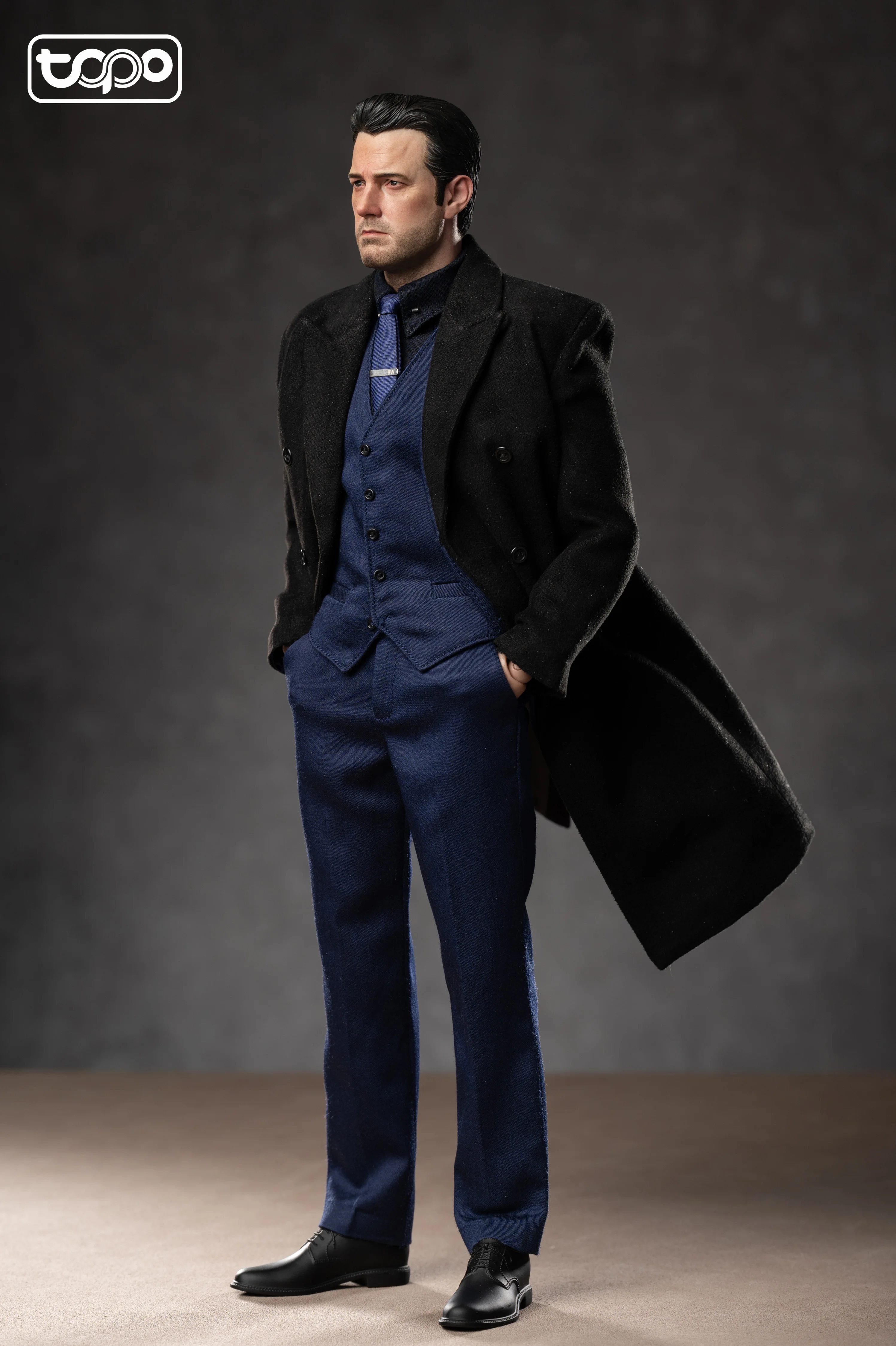 TOPO TP005 TP006 1/6 Male Ben Affleck Suit Black Overcoat Leather Shoes Set Model Accessories Fit 12\'\' Action Figure In Stock