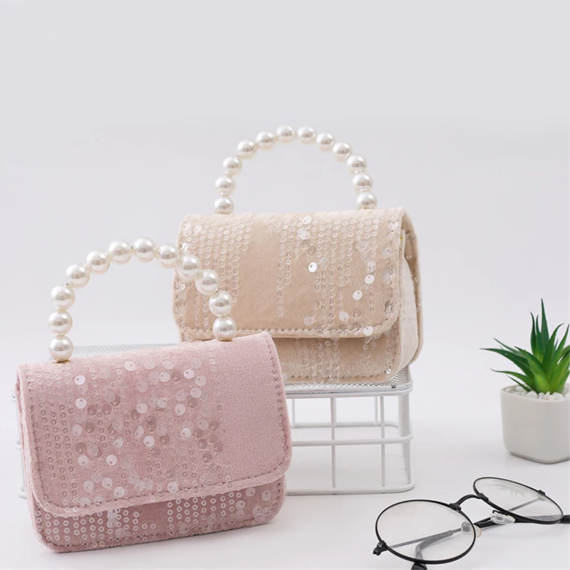 Fashion Children\'s Shoulder Bag Women\'s Handbag purse  Pearl Sequins Hot Selling Girl Baby Cute Zero Wallet Princess Bag