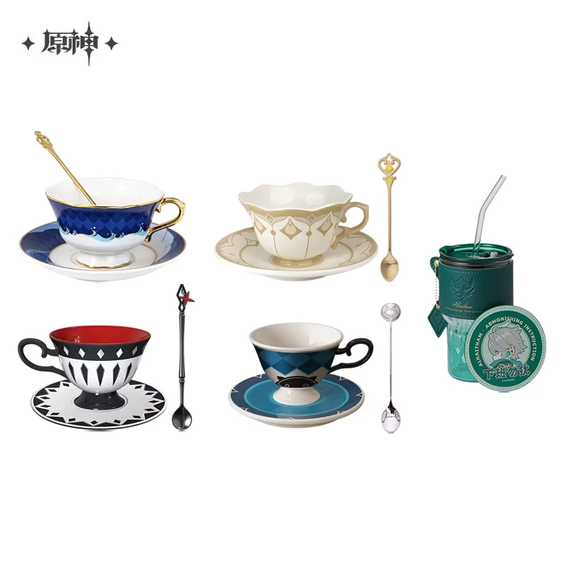 Sunsyea Genshin Impact Offizielles Merch miHoYo Original Theme Series Furina Arlecchino Lynette Nachmittagstee-Tasse und Untertassen-Set