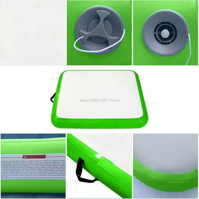 Square PVC Exercise Pad for Floor Practice and Stretching, Air-Filled 22.05 x 22.05 x 3.94 in Mat with Textured Top and Easy