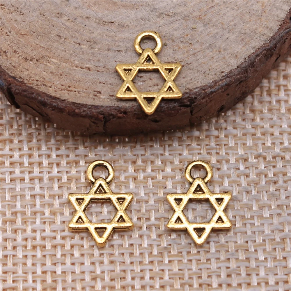 WYSIWYG 40pcs 13x10mm 3 Colors DIY For Bracelet Necklace Star Of David Charm Star Of David Pendant