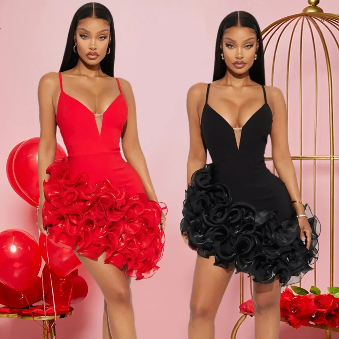 

Customized 2026 Mini Ruffle Cocktail Party Dress Short Knee length V-neck Bareback Sexy Formal Party Back to School Ball Dress