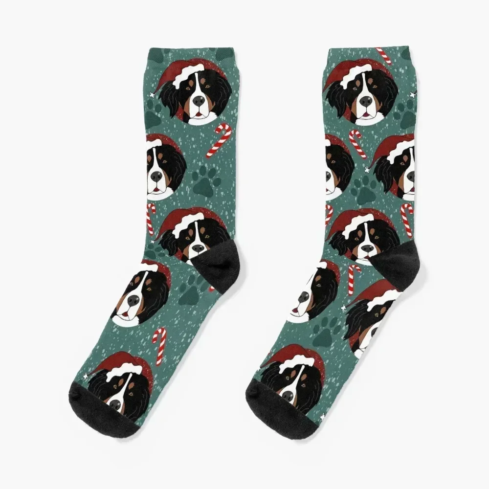 

Christmas Bernese Mountain Dog Socks Soccer golf Non-slip retro Woman Socks Men's