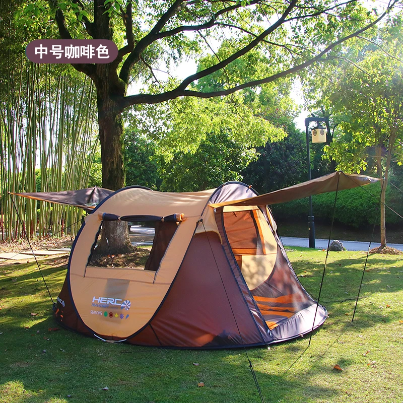 Field camper throw open tent thickened camping windproof rainproof sun protection tent