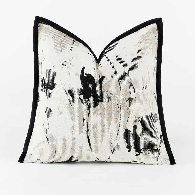 

Новая наволочка в китайском стиле с жаккардовым узором, черно-белая, с рисунком в стиле тушевой живописи, для декора отелей, автомобилей и диванов.