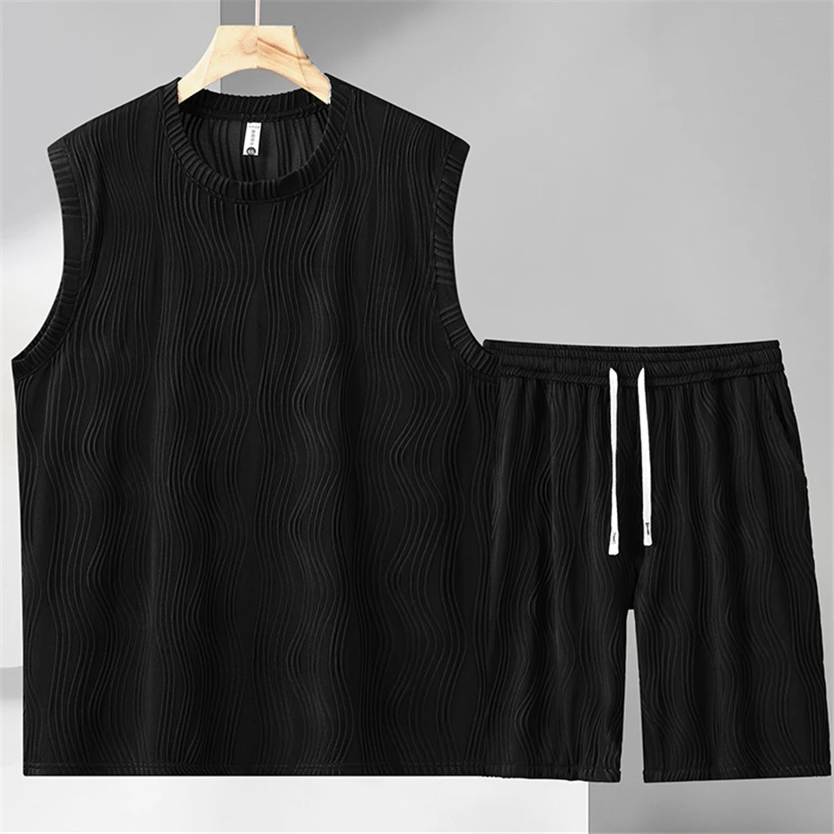 Summer Solid Color Suits Men Plus Size 10XL 11XL Sets Fashion Casual T-shirt Shorts Male Big Size