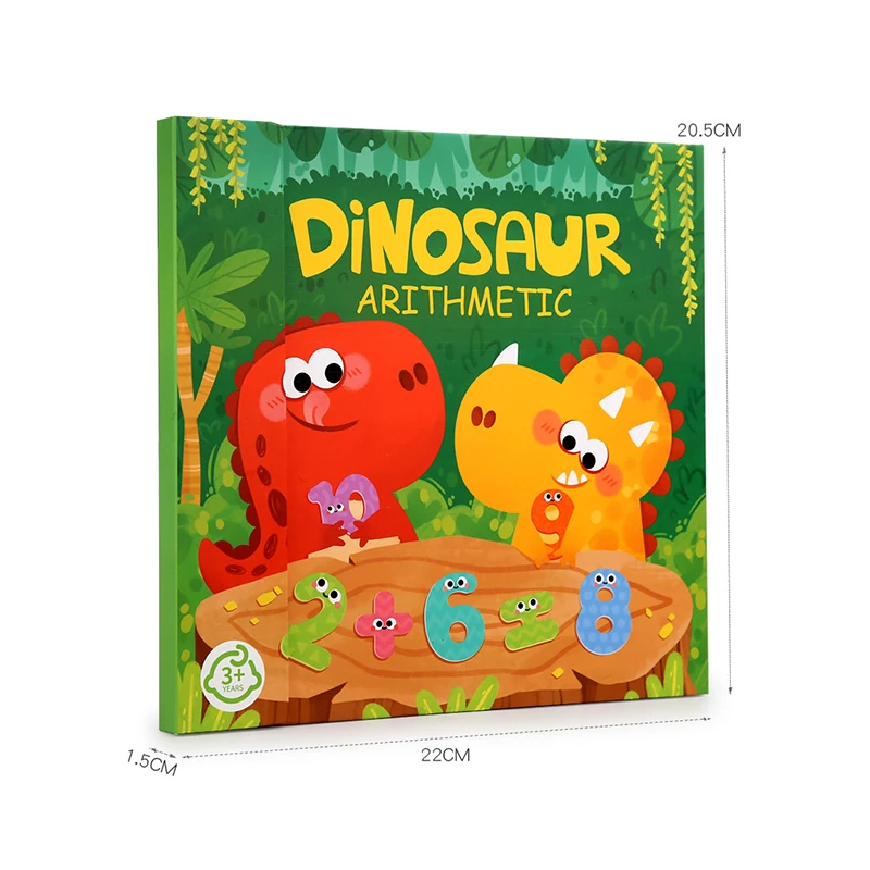 Płytki matematyczne dla dzieci z motywem dinozaurów, rozkładanie liczb, arytmetyka 1-20, dodawanie i odejmowanie, zabawki edukacyjne wczesnego rozwoju.