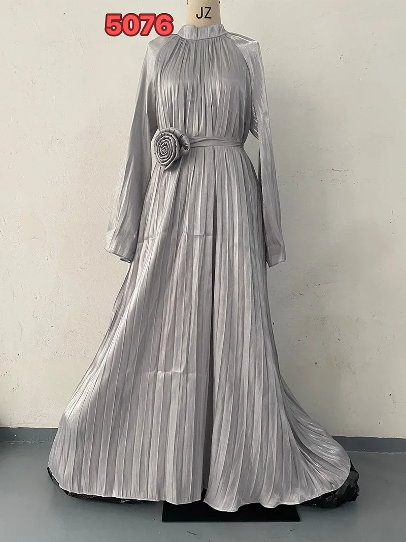 Eid Ramadan Dubai Women Dresses Pleated Belted Abaya Party Long Dress Morocco Kaftan Vestidos Saudi Arabic Robe Jalabiya 2026