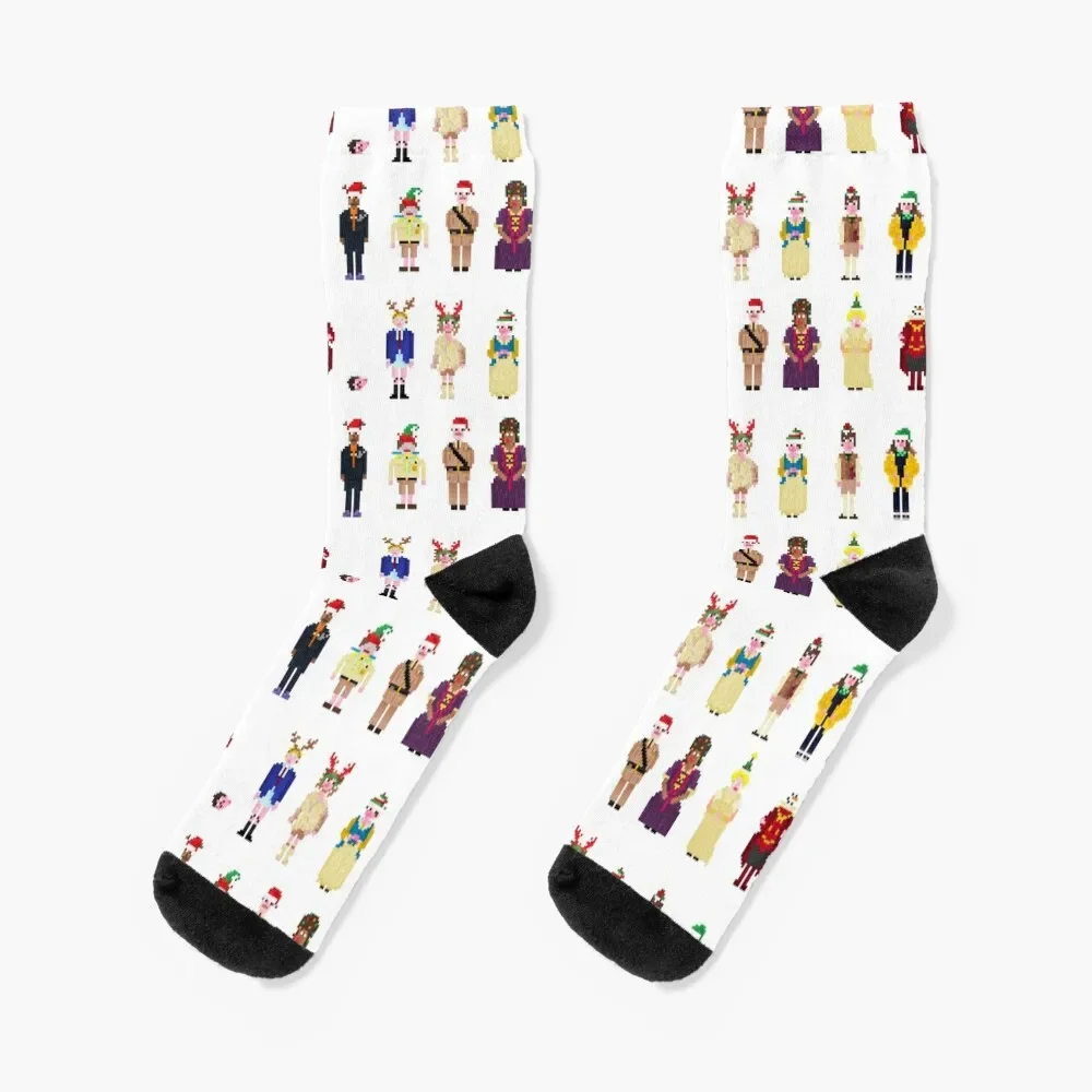 

Christmas Ghosts pixel art Socks FASHION hiking Socks Men's Women's