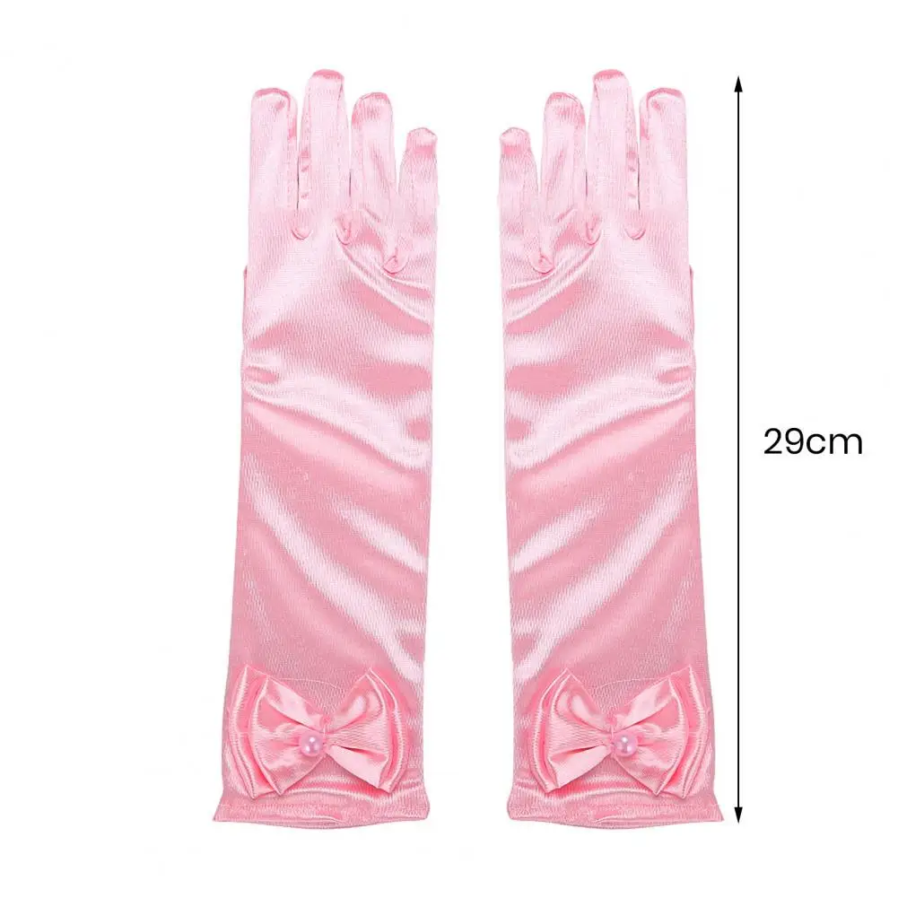 Prinzessin Kleid Handschuhe Mädchen Prinzessin Stil Cosplay Handschuhe mit Kunst perle Bogen Dekor Satin Blume Kinder Leistung für Kleid