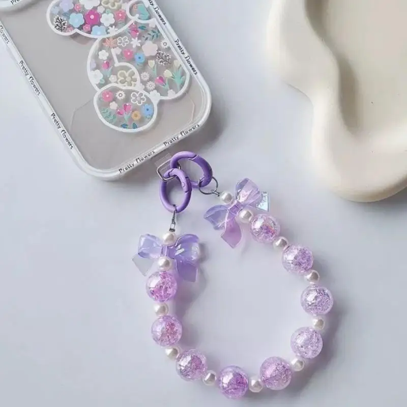 

Y2K Cute Bowknot Phone Charm Strap Lanyard Stars DIY Beaded Pendant Sweet Girl Keychain Purse Bag Pendants Accessories Gift