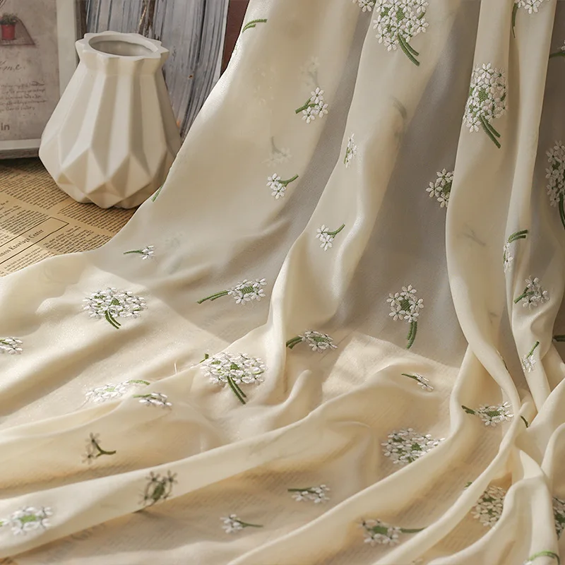 

New bright silk floral embroidery soft tulle fabric DIY dress, bridal wedding fabric, princess dress, decorative fabric sewing