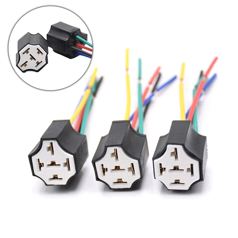 

Ceramic Car Relay Holder,5 Pins Auto Relay Socket 5 Pin Relay Connector Plug Ceramic Relay Holder Seat High Relay With Pins