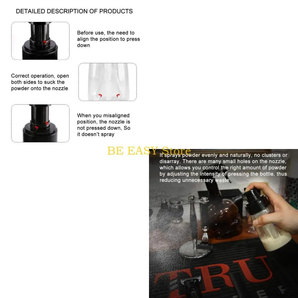 E28F 180ML Hair Salon Powder Sprinkler Bottle Barber Haircut Talcum Refillable Plastic Container Portable Styling Tools