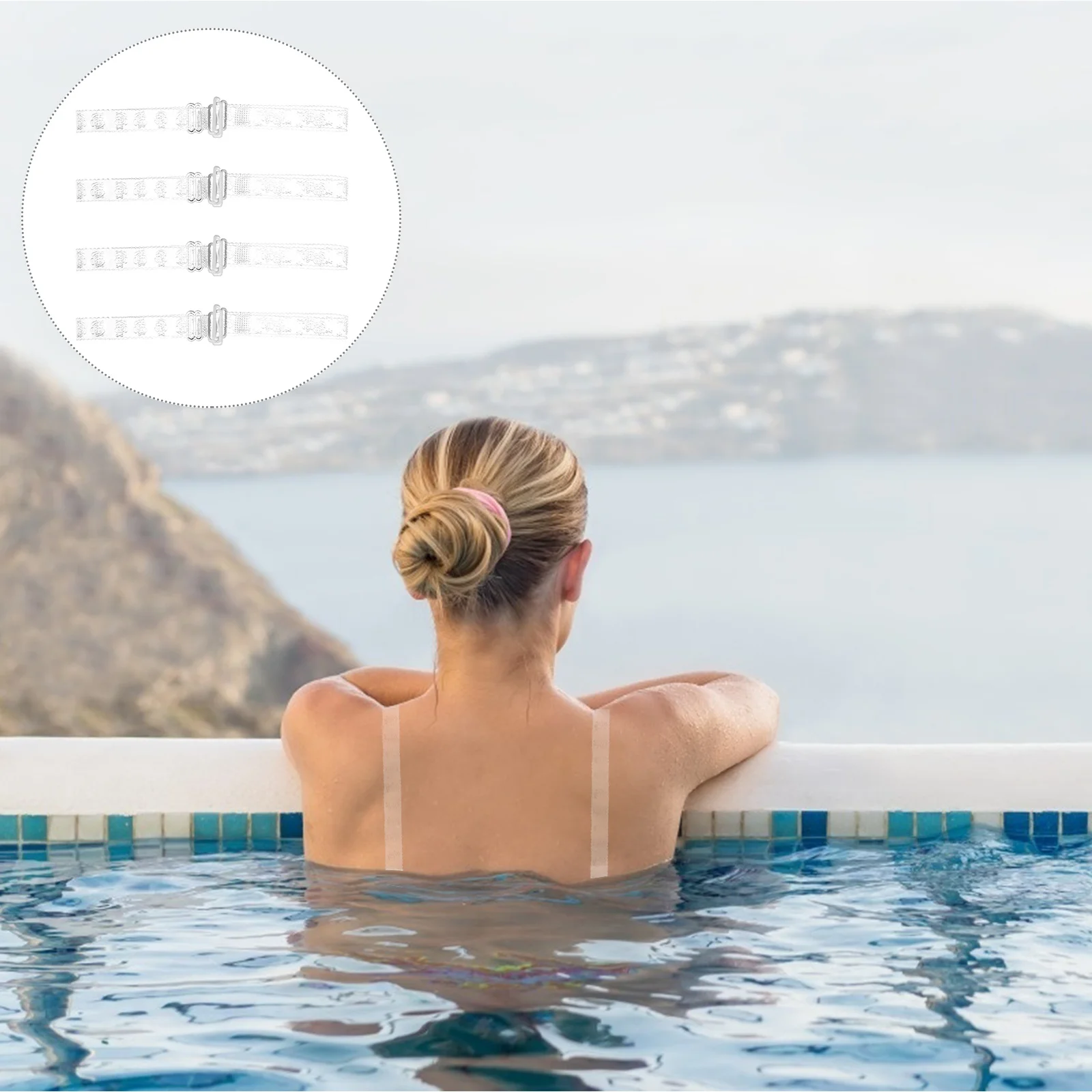 4 pares de tirantes de sujetador transparentes con forma de flor, reutilizables, antideslizantes, ajustables, de TPU, para mujer, para usar en verano