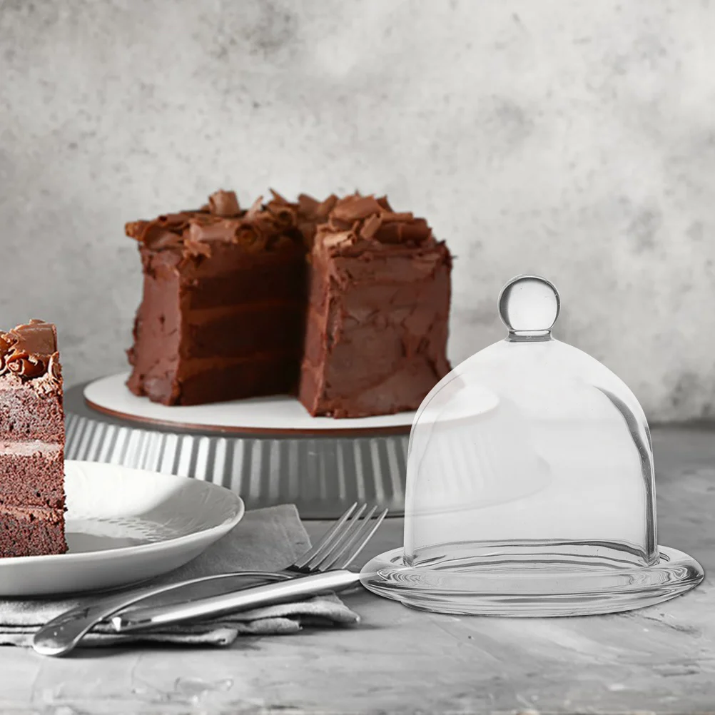 

Clear Glass Cake Tray Dome Cover Decorative Round Cupcake Dessert Fruit Plate Perfect Party Wedding Display Stand Snack Serving