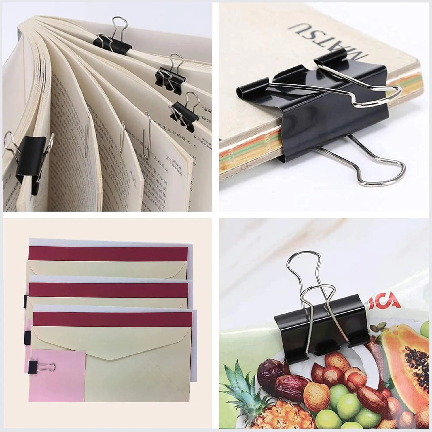 10/5Pcs Metal Binder Clips Paper clips 15/19/25/32/41MM Paper Clips For books Stationery School Office Supplies High Quality 6