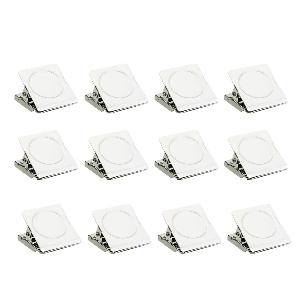 12 Stuks Magnetische Metalen Clip Vierkante Clips Papier Bestand Roestvrij Staal