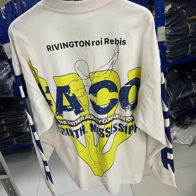 

Graffiti Letter Slogan Printed RRR123 T-shirt American Casual Base Shirt High Street Loose Men Women Popular Long Sleeved Tshirt