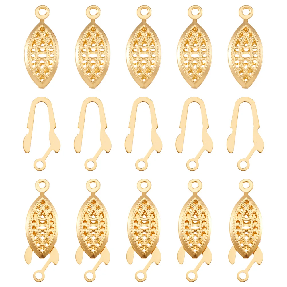 10 Set 304 Rvs Paard Oog Sluiting 24K Vergulde Doos Sluitingen Voor Diy Vrouwen Meisjes Ketting Armband Sieraden Maken