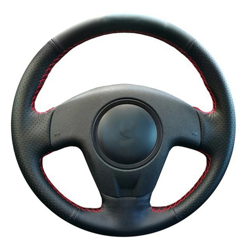 DIY Black Artificial Leather Steering Wheel Cover Hand-Stitched Car Steering Wheel Cover For Seat Ibiza 2004 2006