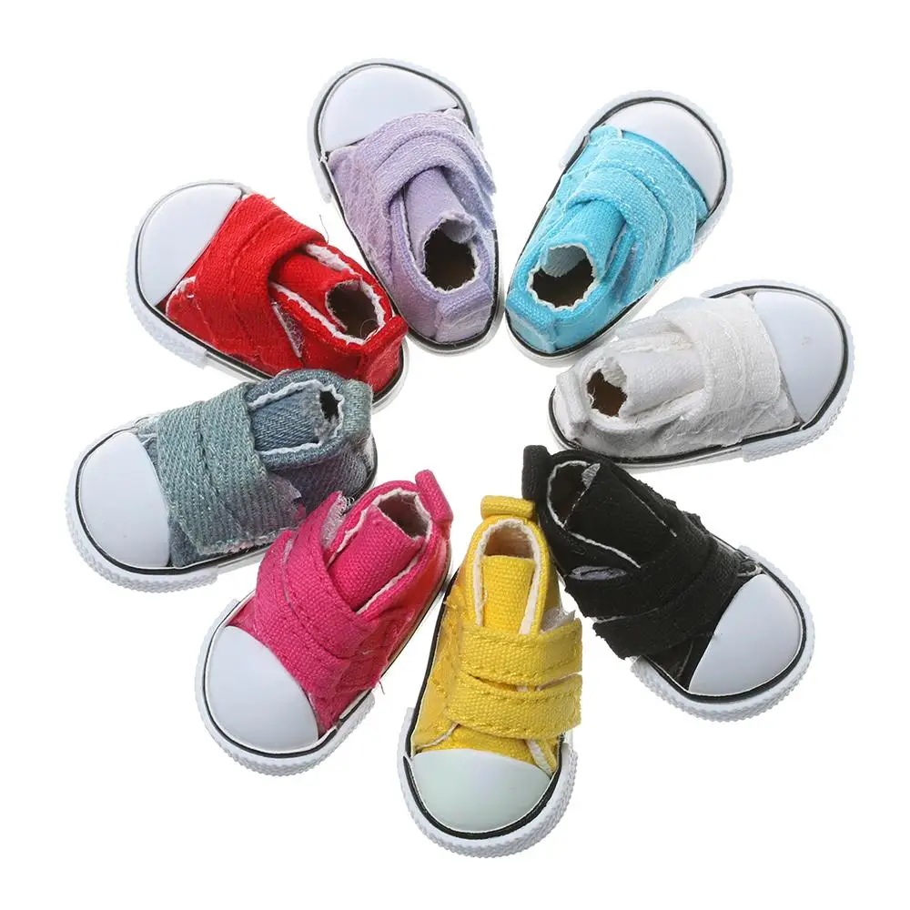 1 Pair Doll Shoes Fashion Denim Canvas Shoes Candy Color Gaobang Sneakers Mini Casual Shoes For 1/6 BJD Doll Clothes Accessories