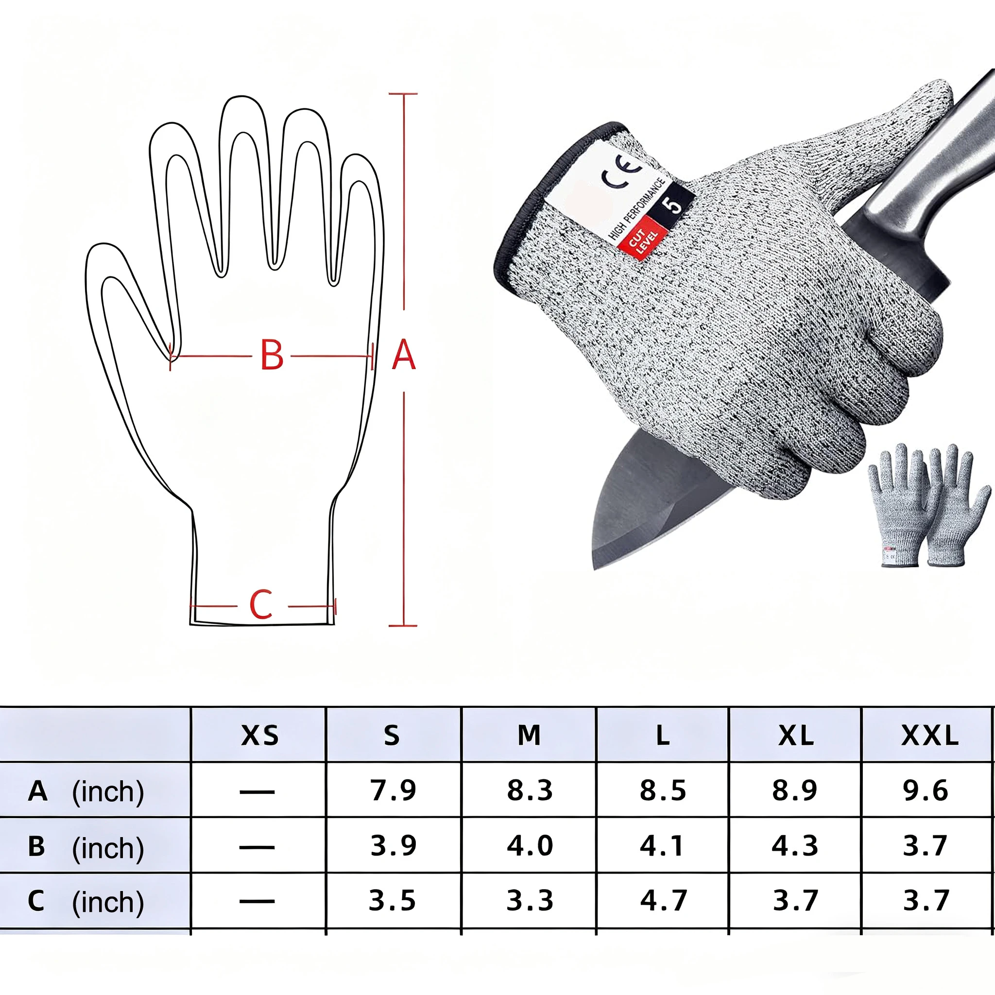 Cut Resistant Gloves,Food Grade Gloves for Kitchen, Oyster Shucking, Fish Fillet Processing, Carving Wood and Gardening